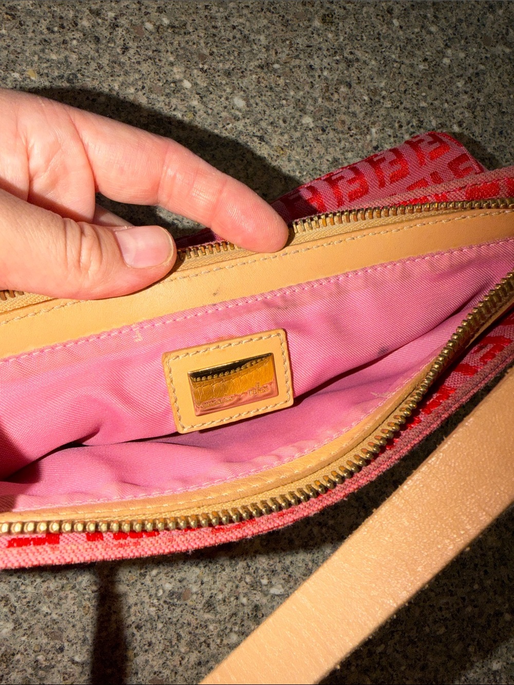Fendi Vintage Y2k Red FF Logo Canvas Shoulder Bag - Picture 5 of 8
